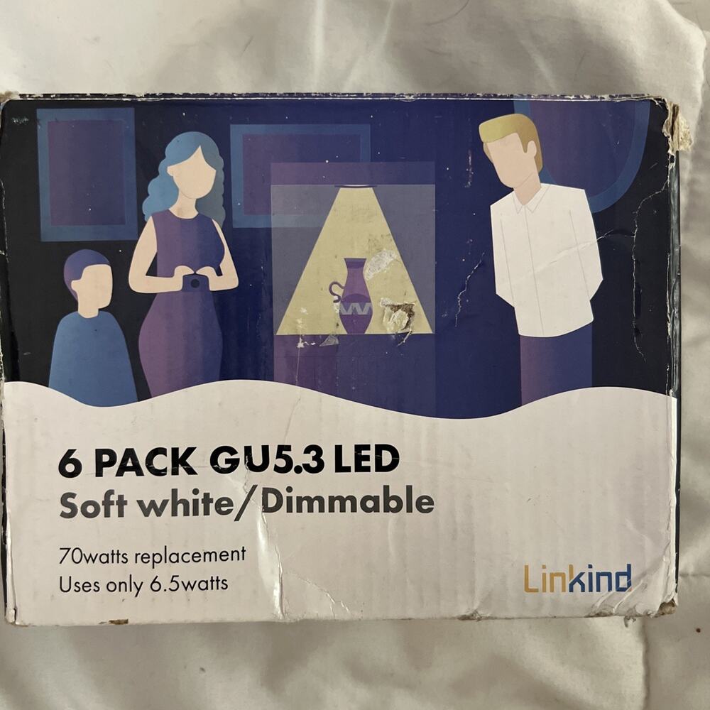 Linkind 6 Pack GU5.3 LED Soft White Dimmable Bulbs NEW OPEN BOX